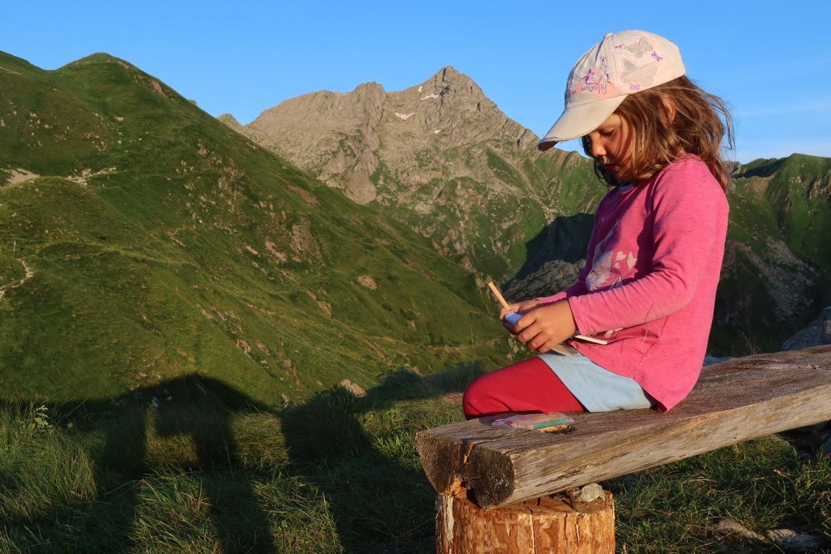 Rifugio Santa Rita, večerní malba